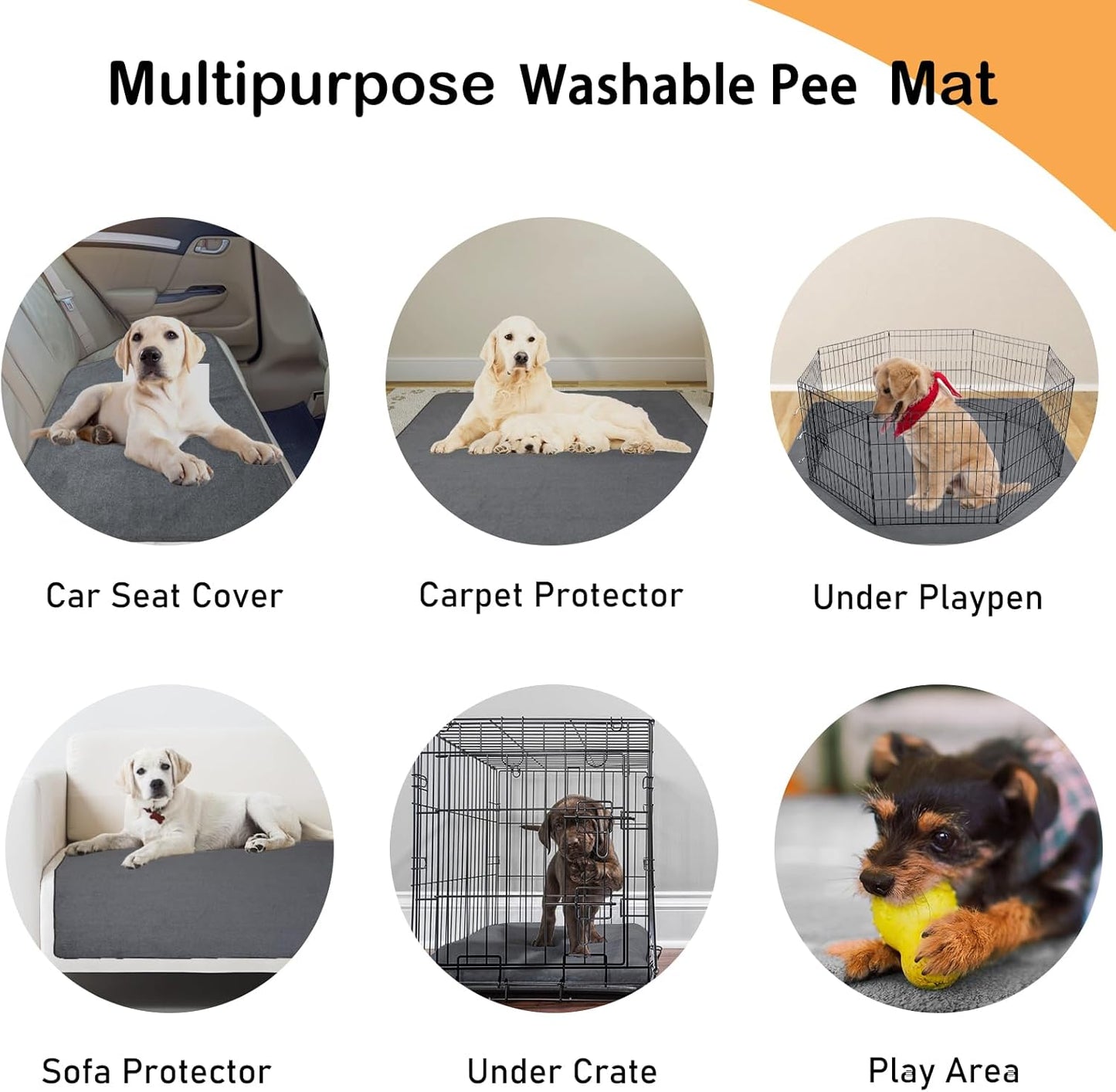 LOOBANI Extra Large Reusable Dog Mat - Non-Slip, Washable Pee Pads for Incontinence | 36"x48" Gray