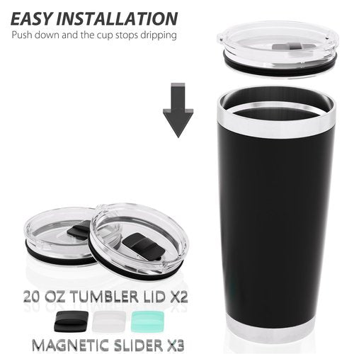 CeleVista Tumbler Lid for 20oz YETI Tumbler, Replacement Tumbler Lids, Coffee Cup Covers with Magnetic Slider for Gift, BPA Free (2 pieces)
