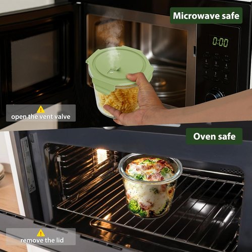 Freshmage Glass Meal Prep Containers - Airtight 23oz BPA-Free Storage Set | Heat-Resistant, 4-Pack