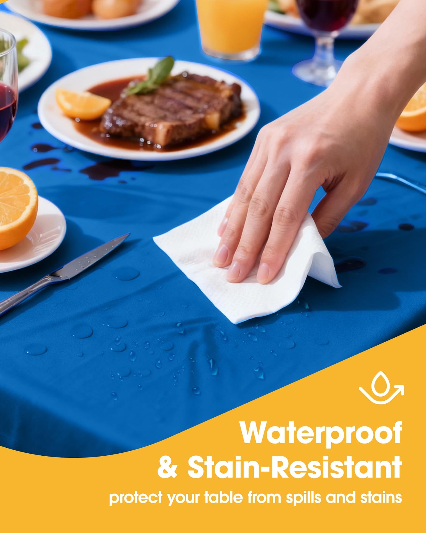 Niuara Blue Plastic Table Cloth - 4 Pack 54" × 108" Rectangle Disposable Tablecloths for 6FT Tables, Table Cover for Party, Holiday & Gathering Use