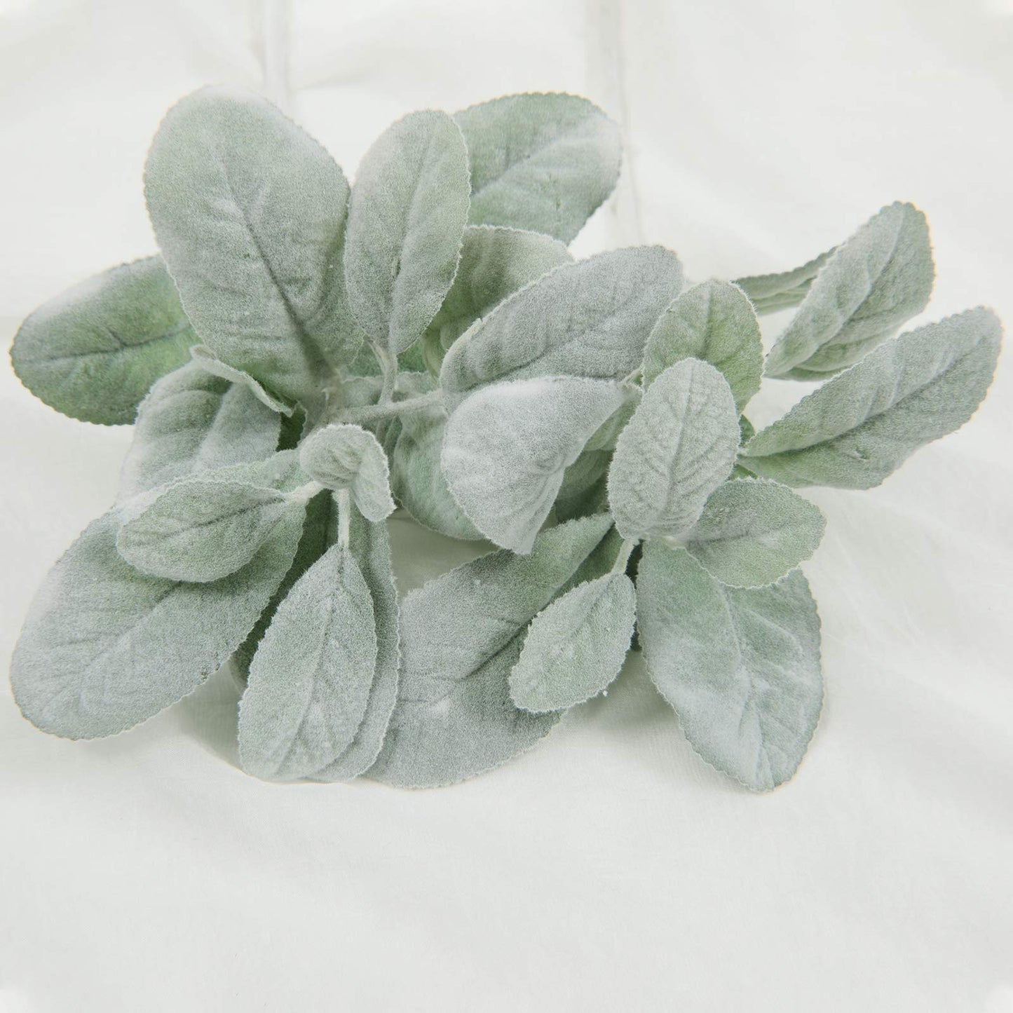 SHACOS Artificial Flocked Lambs Ear Stem 12 Pieces Lamb's Ear Branch Foliage Pick Greenery Leaf Flower Spray for Home Wedding DIY Floral Arrangement