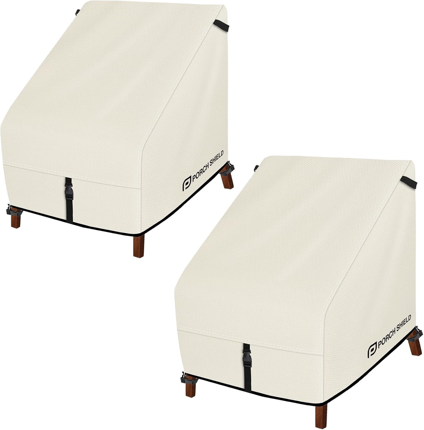 Porch Shield Patio Chair Covers - Waterproof Deep Seat Lounge Chair Cover 2 Pack | 30W x 33D x 34H Inch, Beige