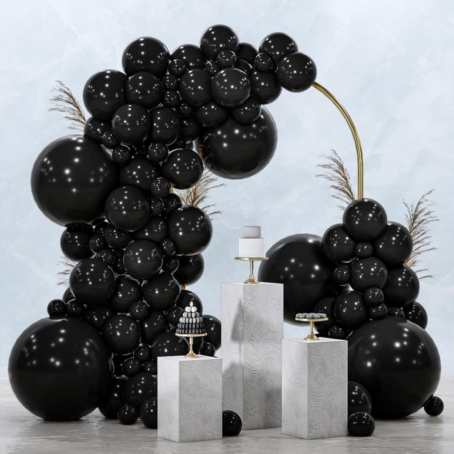 PartyWoo Black Balloons - 100 Pcs Assorted Sizes for Baby Showers, Birthdays & Anniversaries | Arch Kit & Garland