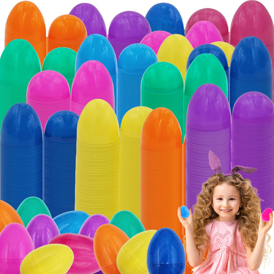 The Dreidel Company 1000-Pack Fillable Easter Eggs with Hinge Bulk Colorful Bright Plastic Easter Eggs, Perfect for Easter Egg Hunt, Suprise Egg, Easter Hunt, 2.25" Assorted Colors (1000-Pack)