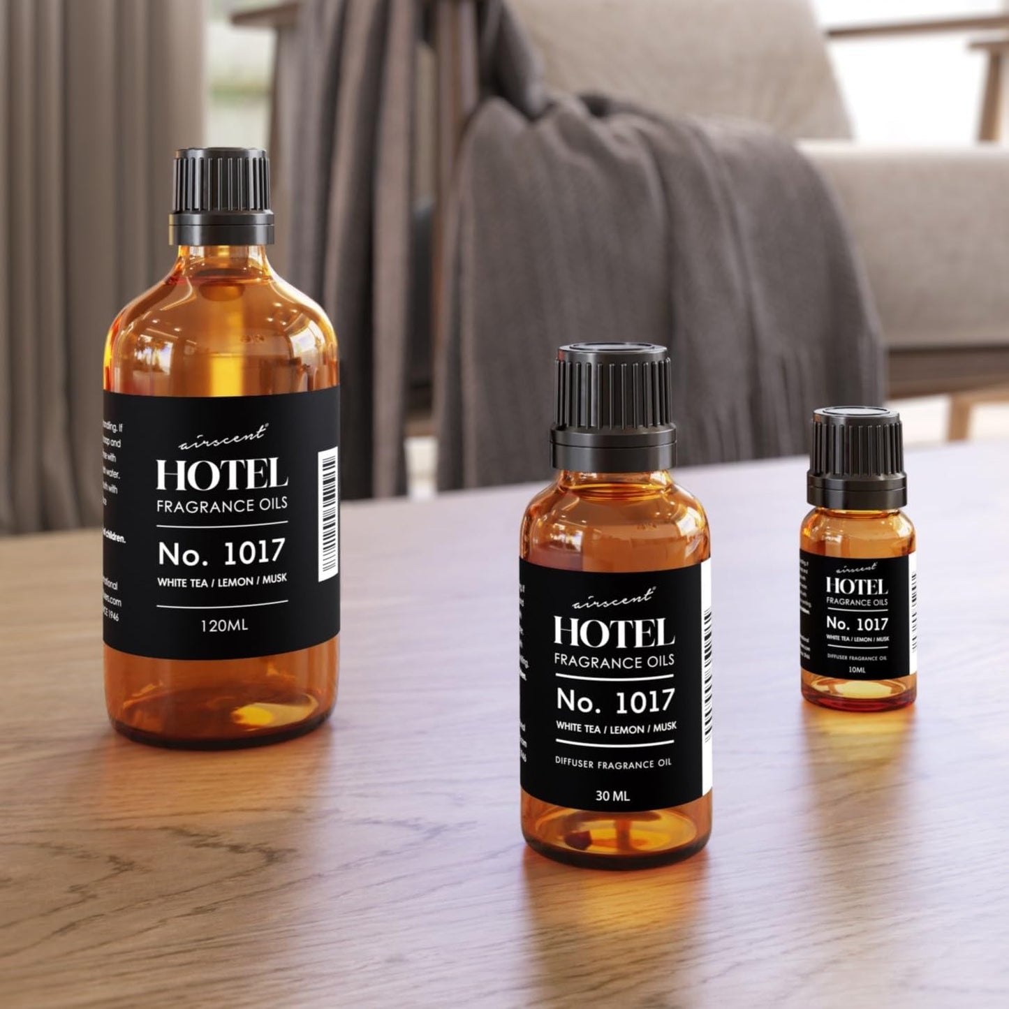 AirScent Hotel Diffuser Oil No. 1017 | White Tea Lemon Cedar Wood - Premium Fragrance for Ultrasonic Diffusers - 10 mL Glass Bottle