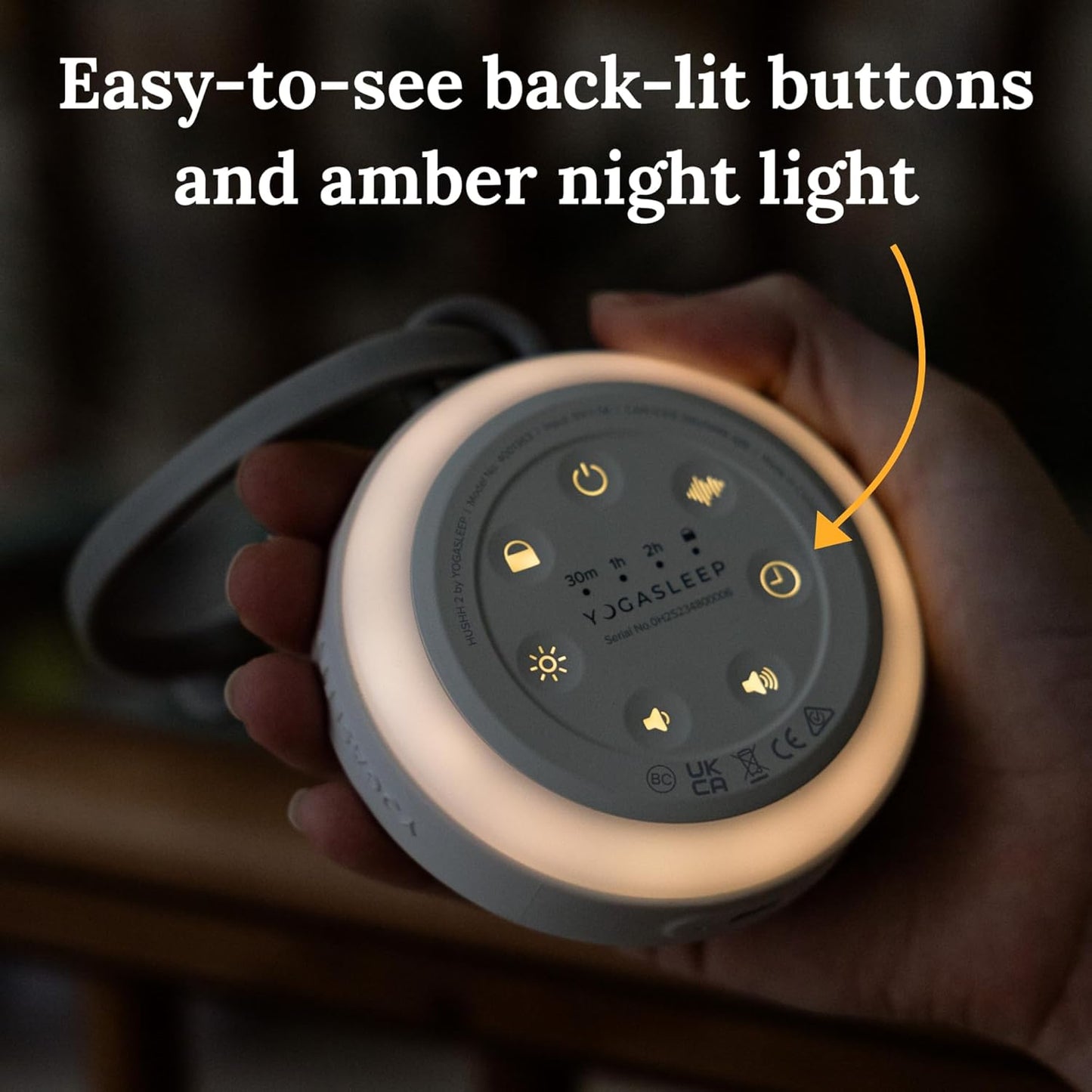 Yogasleep Hushh 2 Portable Sound Machine - Night Light & 6 Soothing Sounds | Easy Timer & Volume Control
