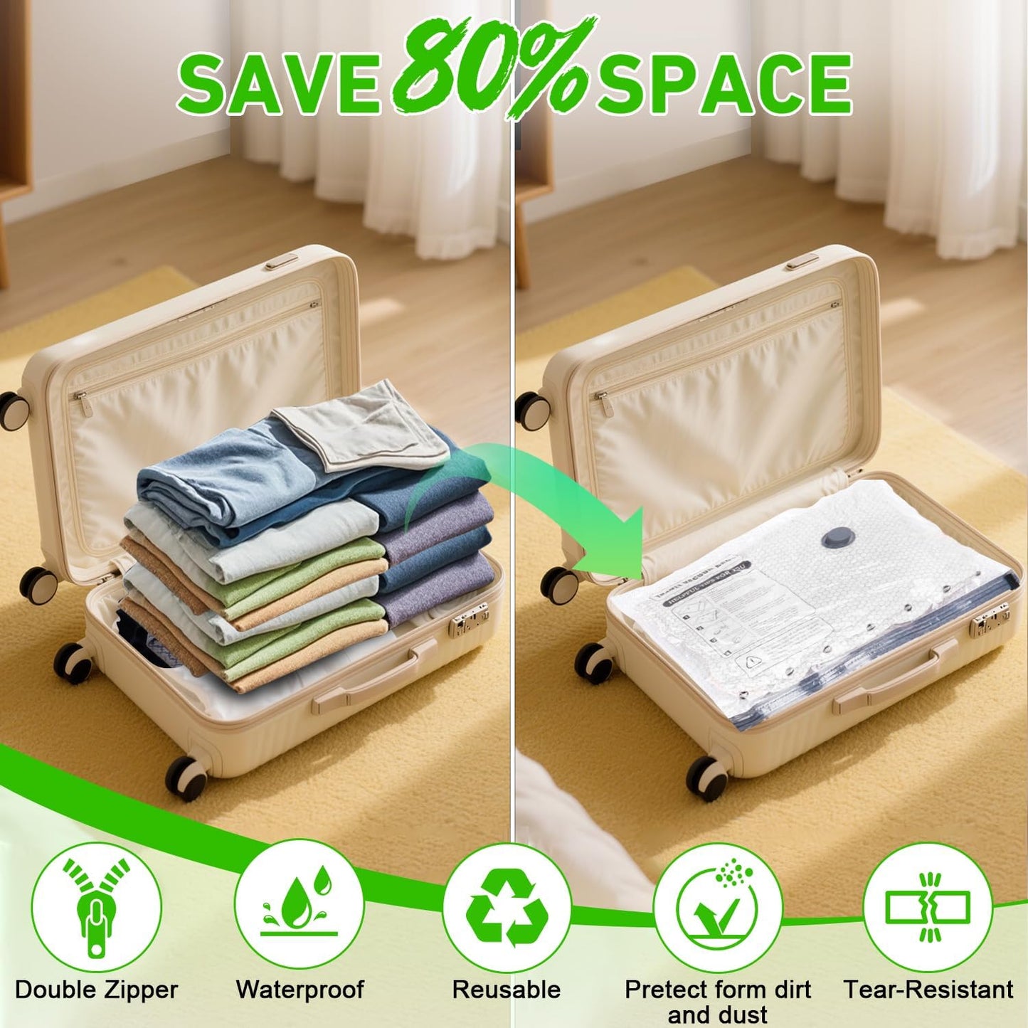 Vacuum Seal Bags for Clothing by [Brand Name] - Wireless Electric Pump Included | 9 Pack Space Saver for Travel & Home
