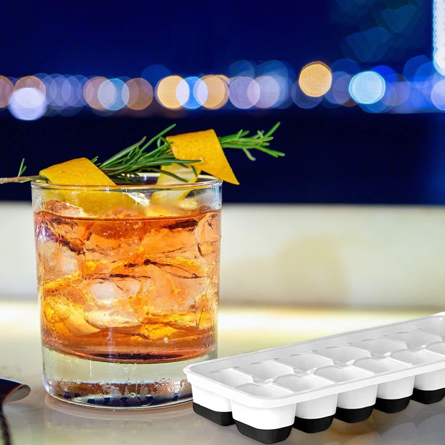 Stackable Silicone Ice Cube Trays by [Brand Name] - Flexible, Spill-Resistant, Dishwasher Safe | Set of 4 (Black)