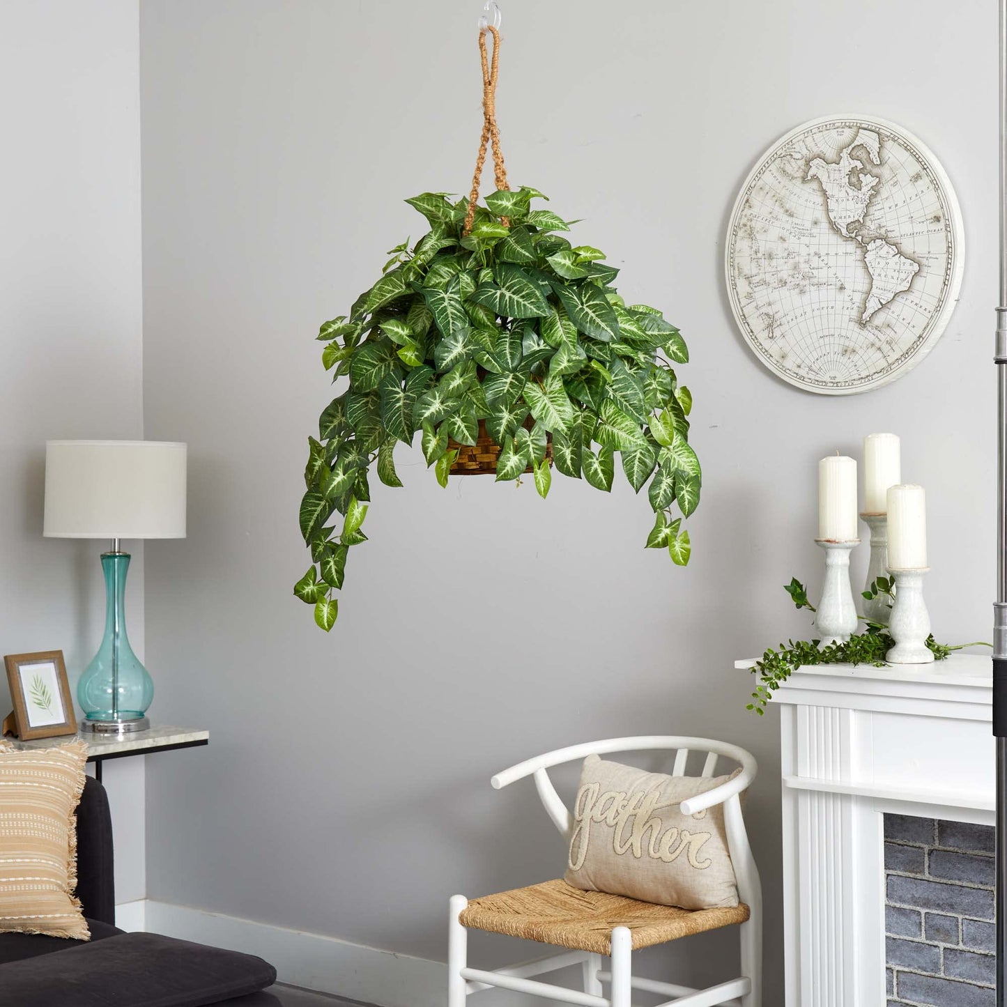 Nearly Natural Nephthytis Hanging Basket