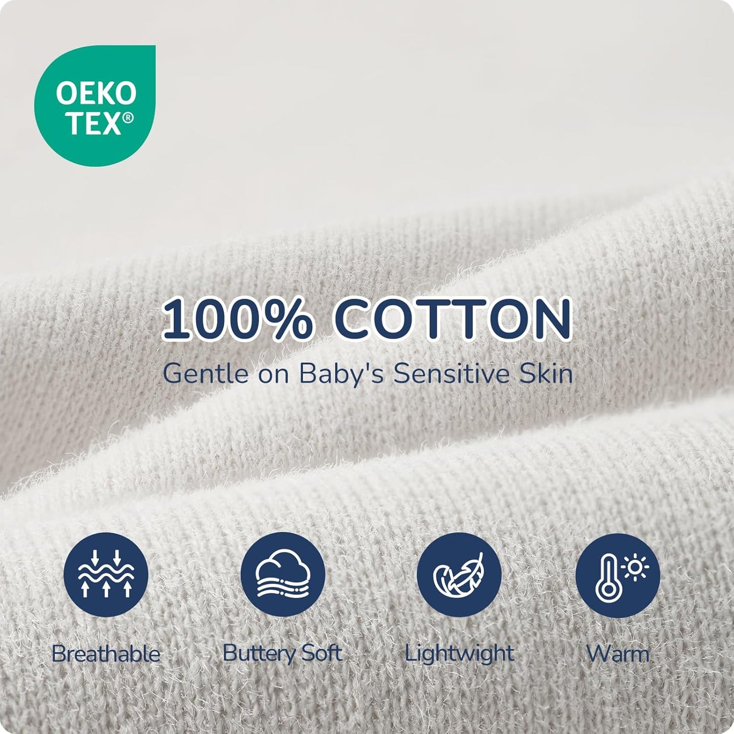 Skiennix Swaddle Sack | Safe Sleep Design with Breathable Mesh | 100% Cotton for 3-6 Months - Grey