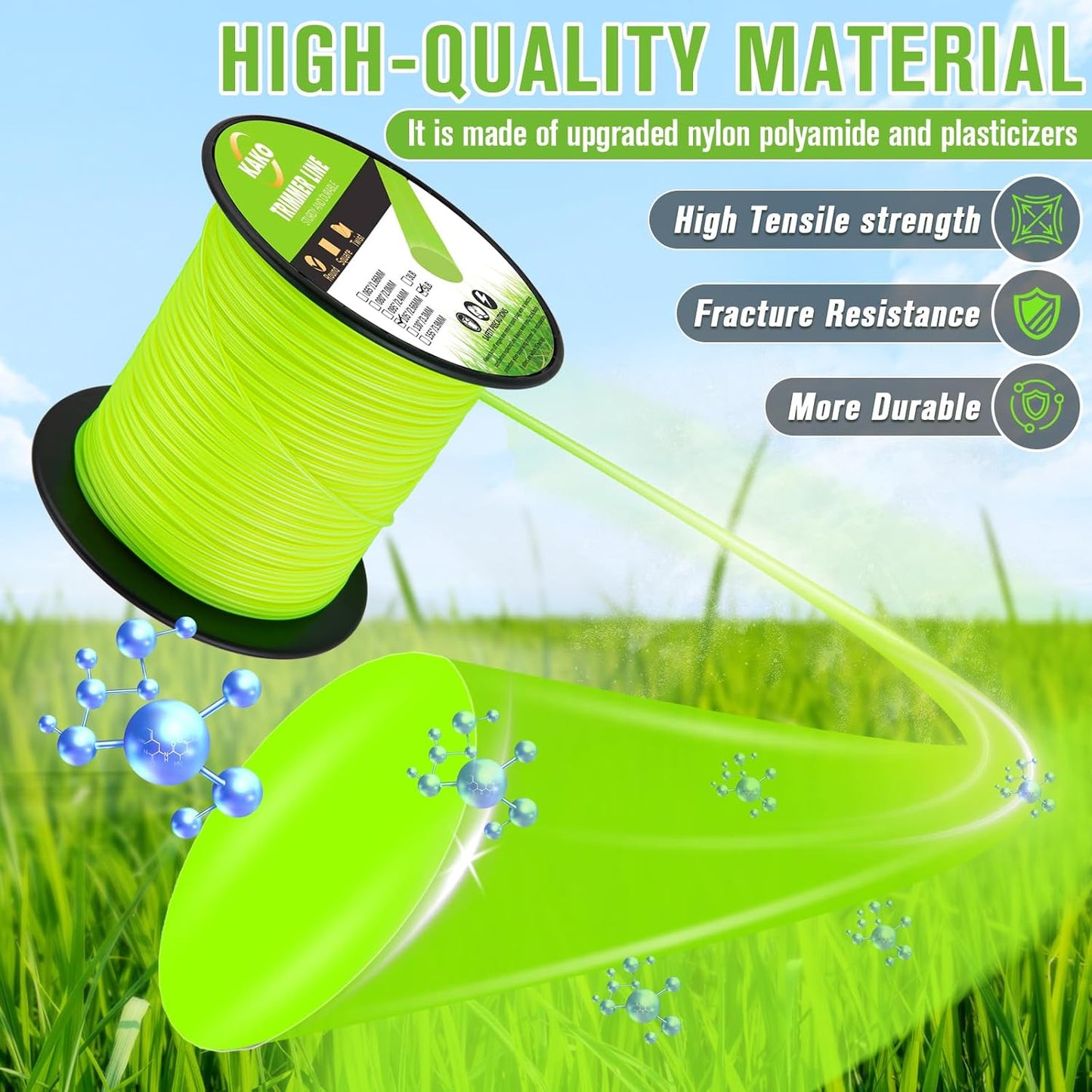 KAKO 105 Trimmer Line - Heavy Duty Nylon Round String for Weed Eaters | 0.105" x 1050ft, 5lb