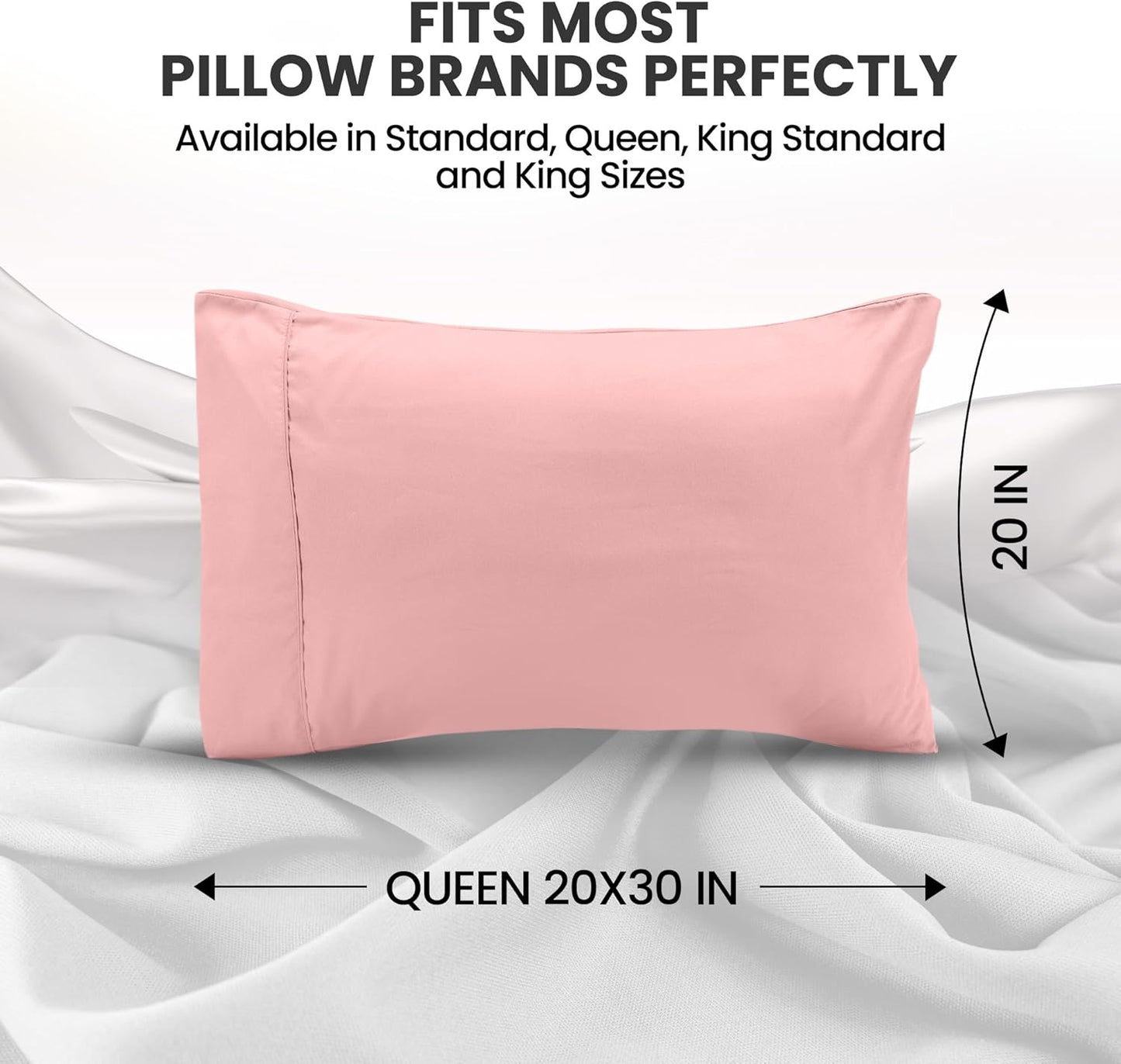 Utopia Bedding Queen Pillow Cases - Soft Brushed Microfiber - 2 Pack, Fade Resistant, 20 x 30 Inches | Pink