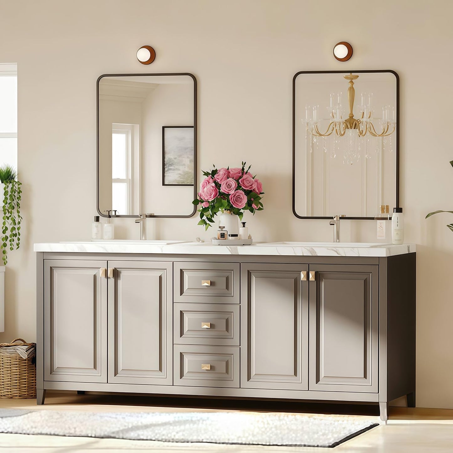 Regine Switzerland Black Bathroom Mirror - 22x30 Rectangular Wall-Mounted Vanity Mirror with Matte Aluminum Frame & Shatterproof Glass