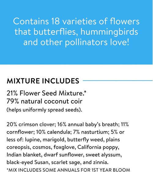 Burpee Wildflower Seeds - 25,000 Bulk Non-GMO Mix for Hummingbirds & Butterflies | 18 Varieties