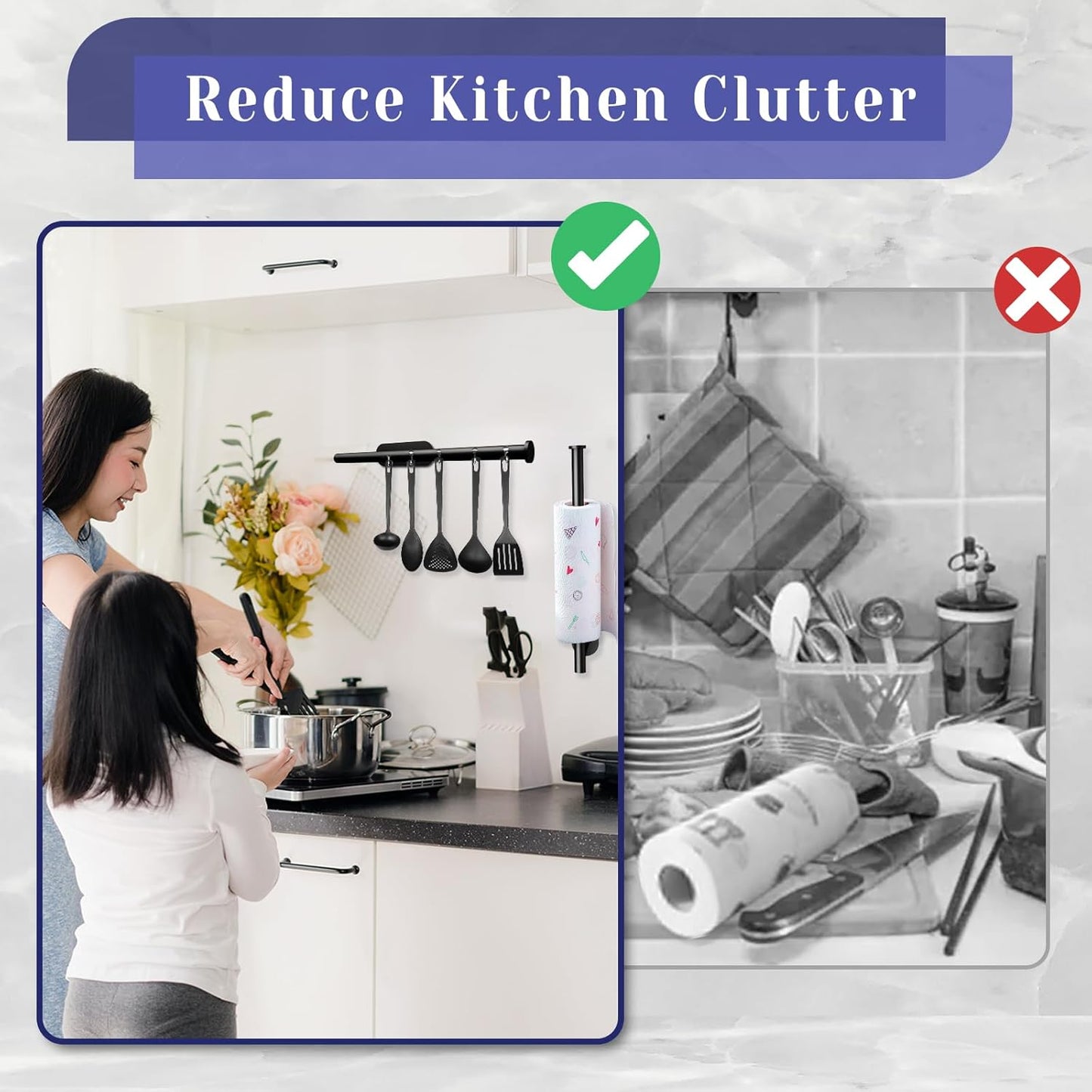 Stainless Steel Black Paper Towel Holder by [Brand Name] - Self-Adhesive or Drilling | Under Cabinet Wall Mount for Kitchen & Bathroom