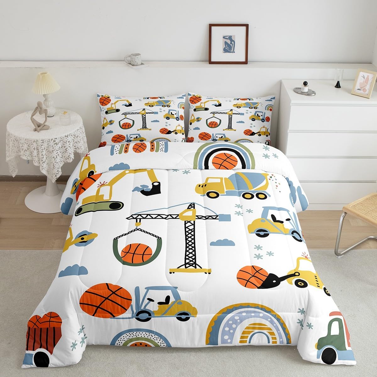 jejeloiu Baseball Comforter Set Twin Size Kids Camo American Flag Comforter for Boys Girls Teens Camouflage Bedding Set Breathable Baseball Games Duvet Set Room Decor Quilt Set