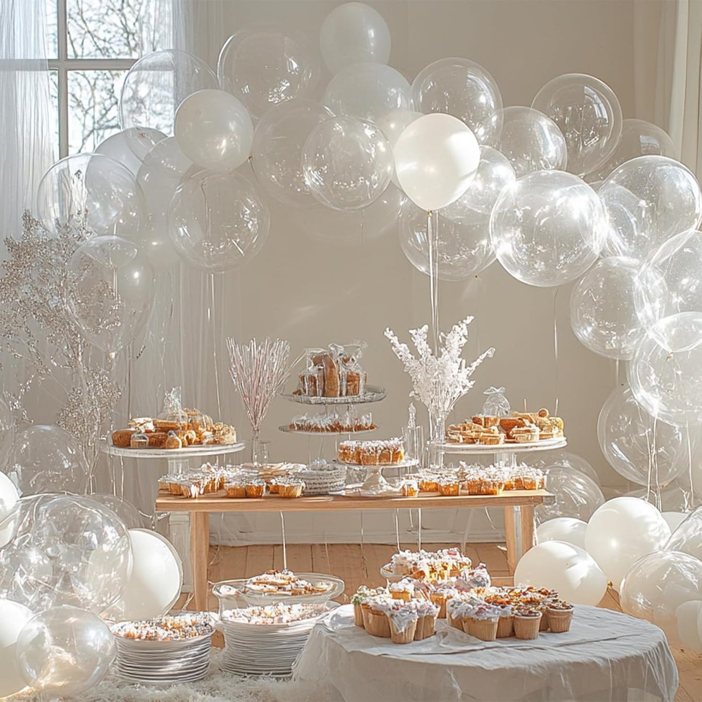 PartyWoo Clear Balloons - 140-Piece Transparent Balloon Arch Kit for Weddings, Graduations & Parties | 5-18 Inch Sizes