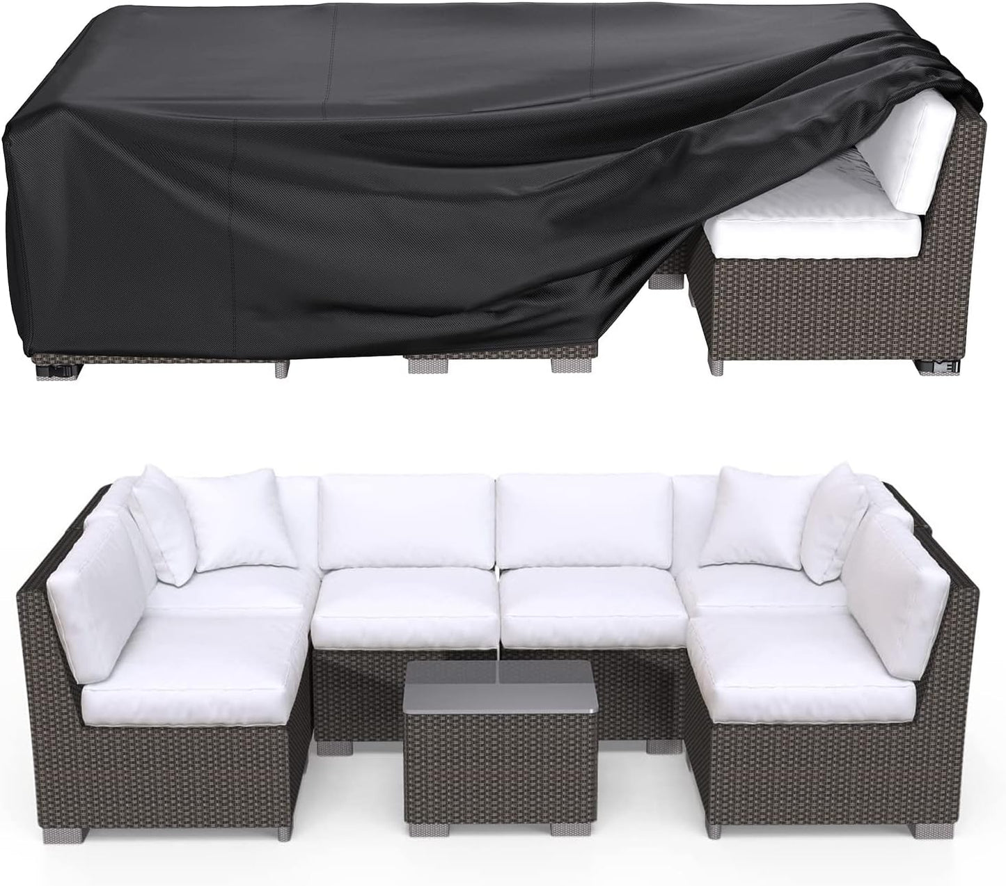 Patio Furniture Covers - Heavy Duty Waterproof Outdoor Sofa & Table Set Cover | 108" L × 82" W × 28" H
