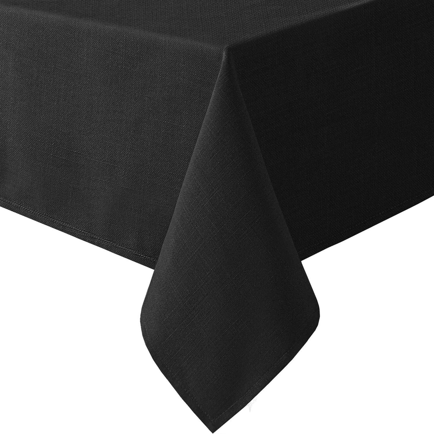 ZuGeo Polyester Rectangle Table Cloth,Table Cloths for 6 Foot Rectangle Tables,Washable Decorative Fabric Table Covers for Wedding Party,Banquet and Camping (Black, 12Pack-60×102")