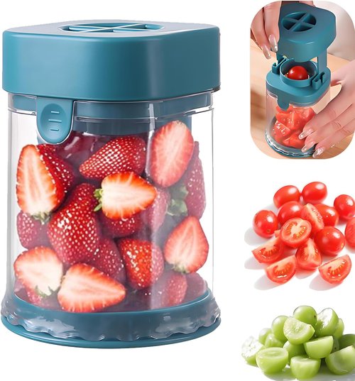 Grape Cutter for Toddlers by New - Safe Slicing Tool for Grapes, Strawberries & More | Blue