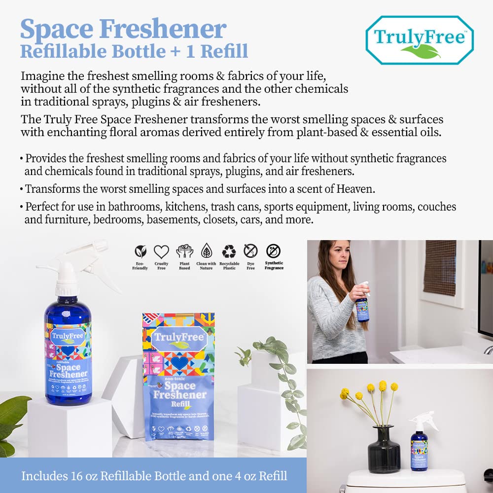 Truly Free 7-in-1 Ultimate Multipurpose Cleaning Kit for Home & Bathroom – Includes Bathroom, Glass & Everyday Cleaner, Space Freshener, Cleaning Caddy & Reusable Cleaning Cloths