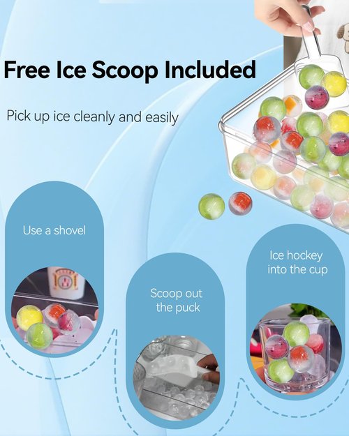 Ice Cube Trays with Lid and Bin, BPA-Free Mini 0.75 Inch Sphere Ice Molds, 2-Pack Small Round Ice Ball Trays, Easy Release, Includes Scoop & Ice Storage Box for Cocktails, Coffee