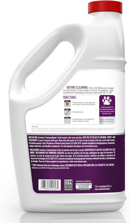 Hoover Pet Carpet Cleaner Solution - 128 oz. Deep Cleaning Shampoo | Tropical Breeze Scent, Eliminates Urine Stains
