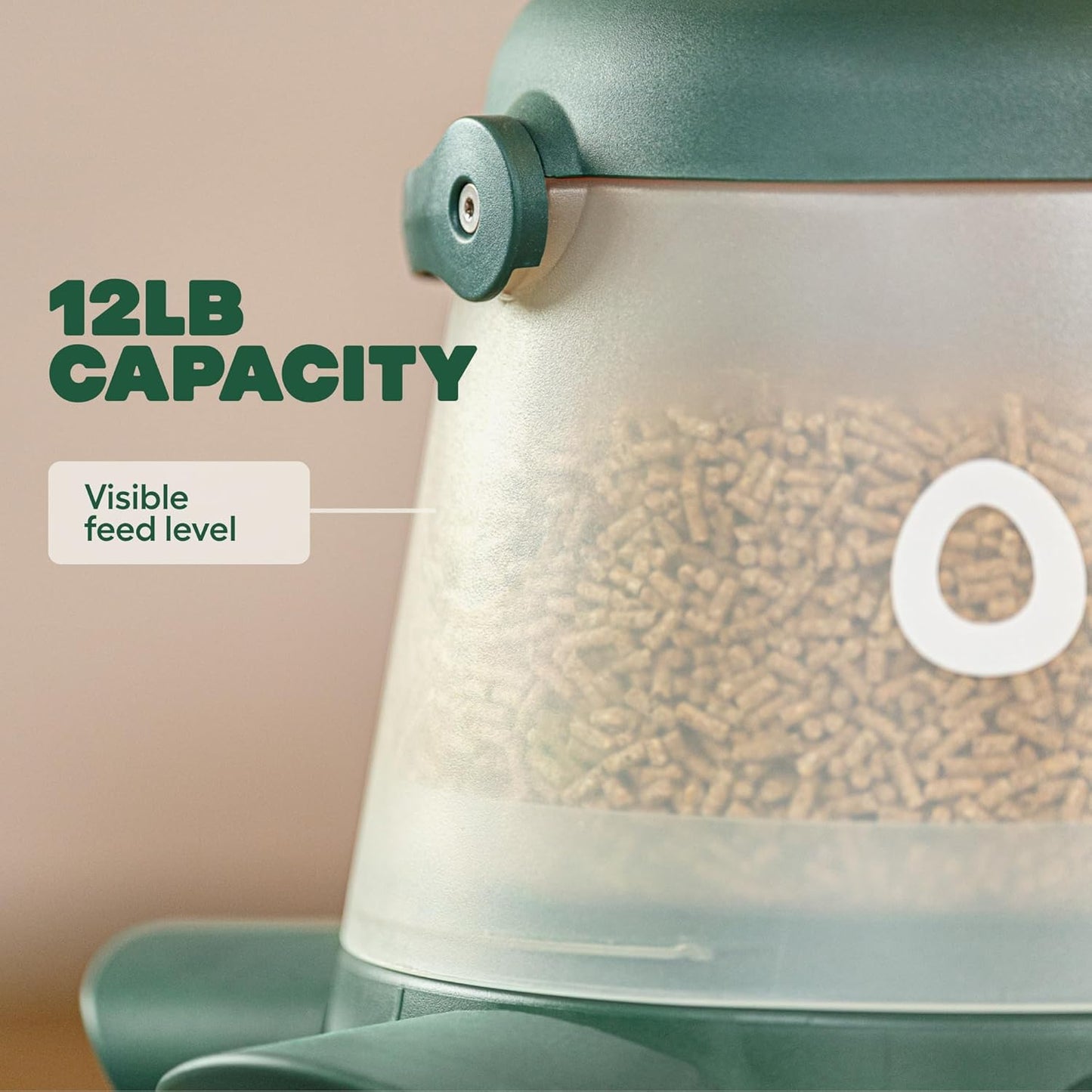 Omlet No Waste Chicken Feeder - No Spill BPA-Free Poultry Feeder with 5 Anti-Bully Ports | Feeds 6 Hens for 7 Days | 12lb