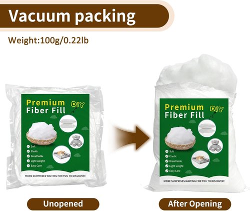 Daylendar Premium Fiberfill Stuffing - High-Resilience 100g for Crafts & Stuffed Animals | Recyclable & Versatile
