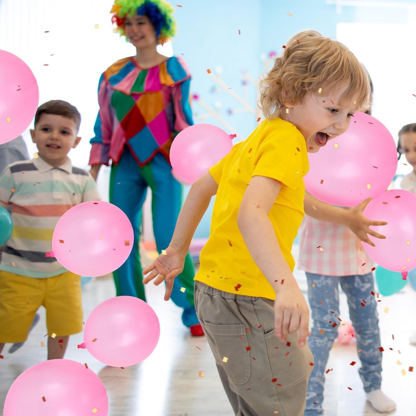 36 Pcs Pink Punch Balloons | with Rubber Band Handle for Easy Grip - Ideal for Kids’ Birthday Party Favors, Classroom & Outdoor Play(Pink)