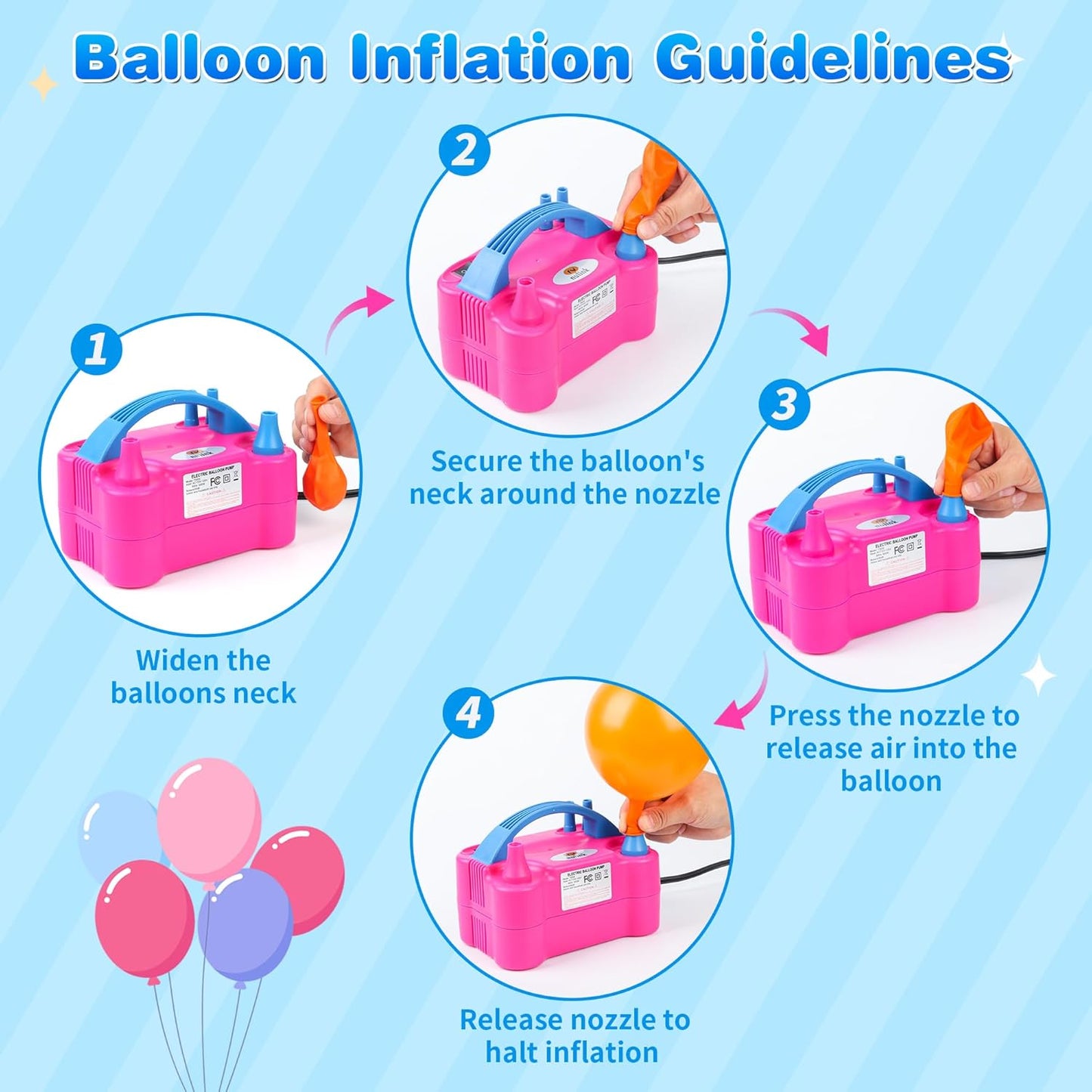 Nulink Electric Balloon Pump - Portable 110V Dual Nozzle Inflator for Party Decorations