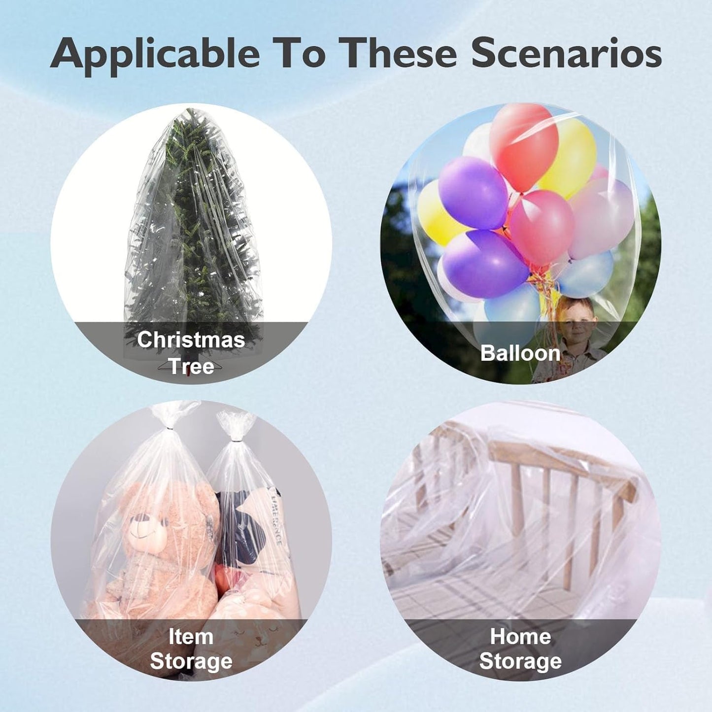 Skiennix Extra Large Clear Balloon Bags - Reusable 98 x 59 In for Arch Garland & Party Decorations | 2 Pack