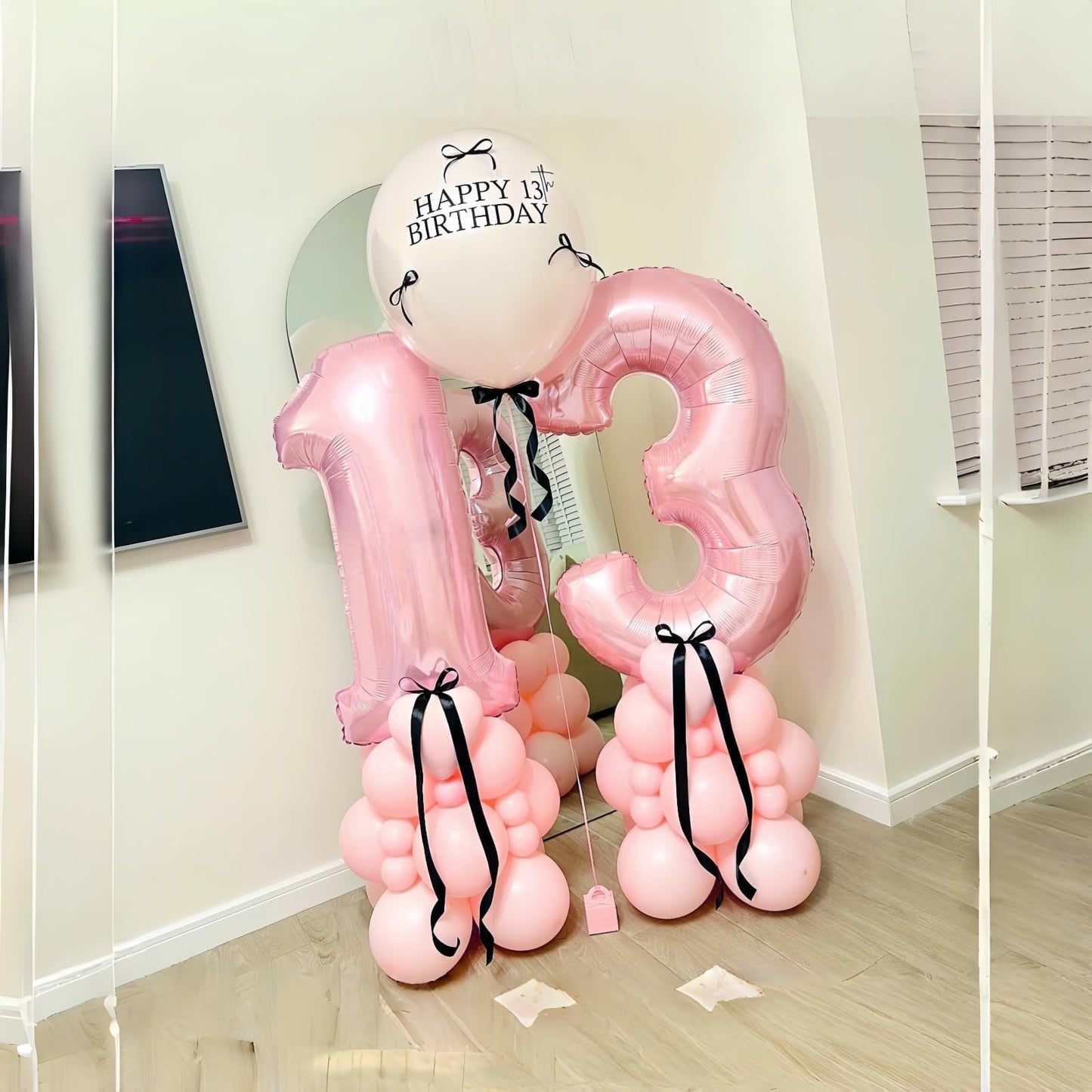 Pastel Pink Number 3 Balloon, 40 Inch Giant Pearl Light Pink Helium Foil Number 0-9 for Girls, Self Inflating 3rd Birthday Balloon for Women Anniversary Baby Shower Princess Party Decorations Supplies