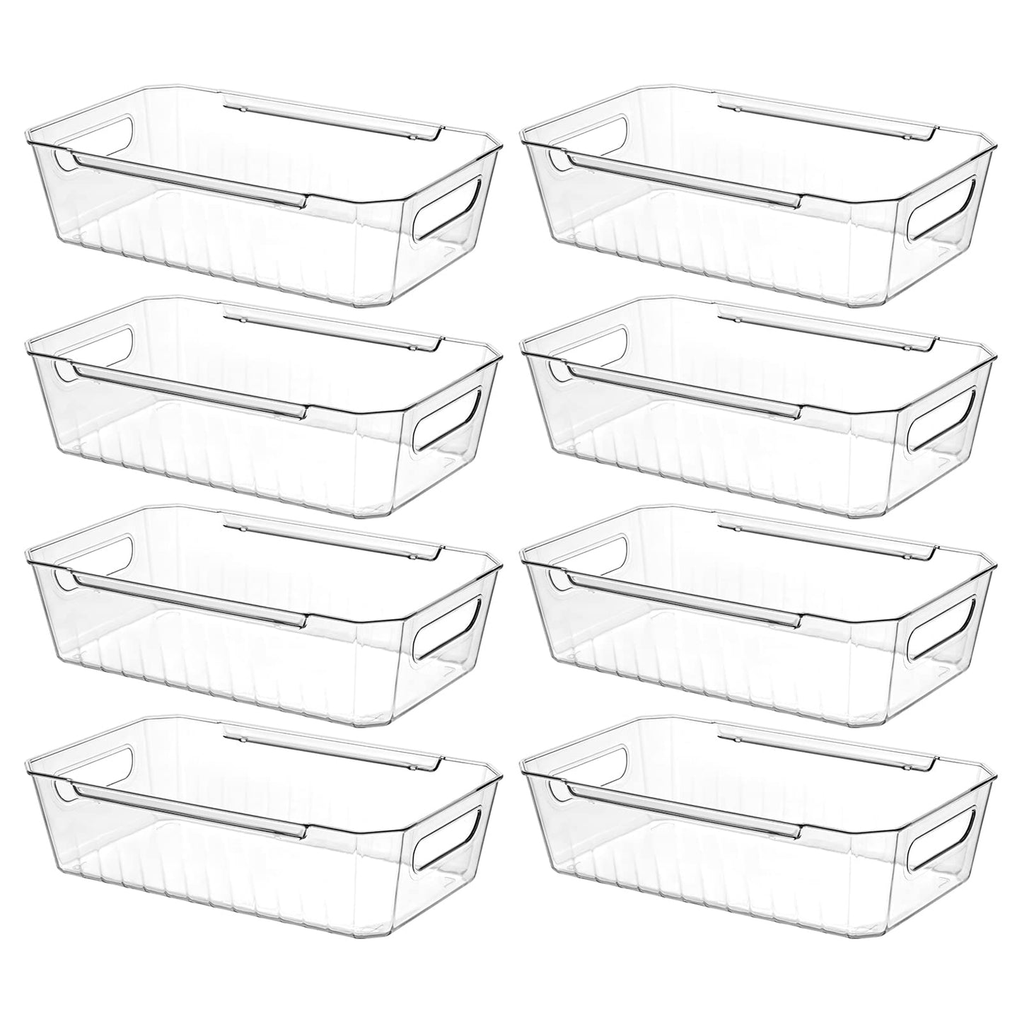 Lifewit 8pcs Refrigerator Organizer Bins, Clear Organizing Bins for Fridge Storage in Kitchen Pantry Cabinet Laundryroom Bathroom, Food Grade BPA-free Safety for Storage with Patended Wavy Design