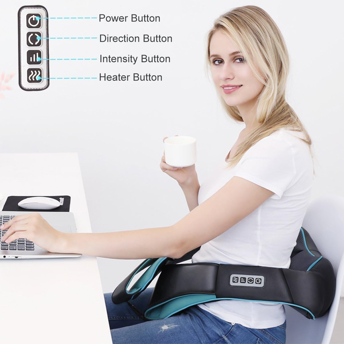 Mo Cuishle Shiatsu Neck & Back Massager with Heat - Electric 4D Deep Tissue Relief for Mom & Dad