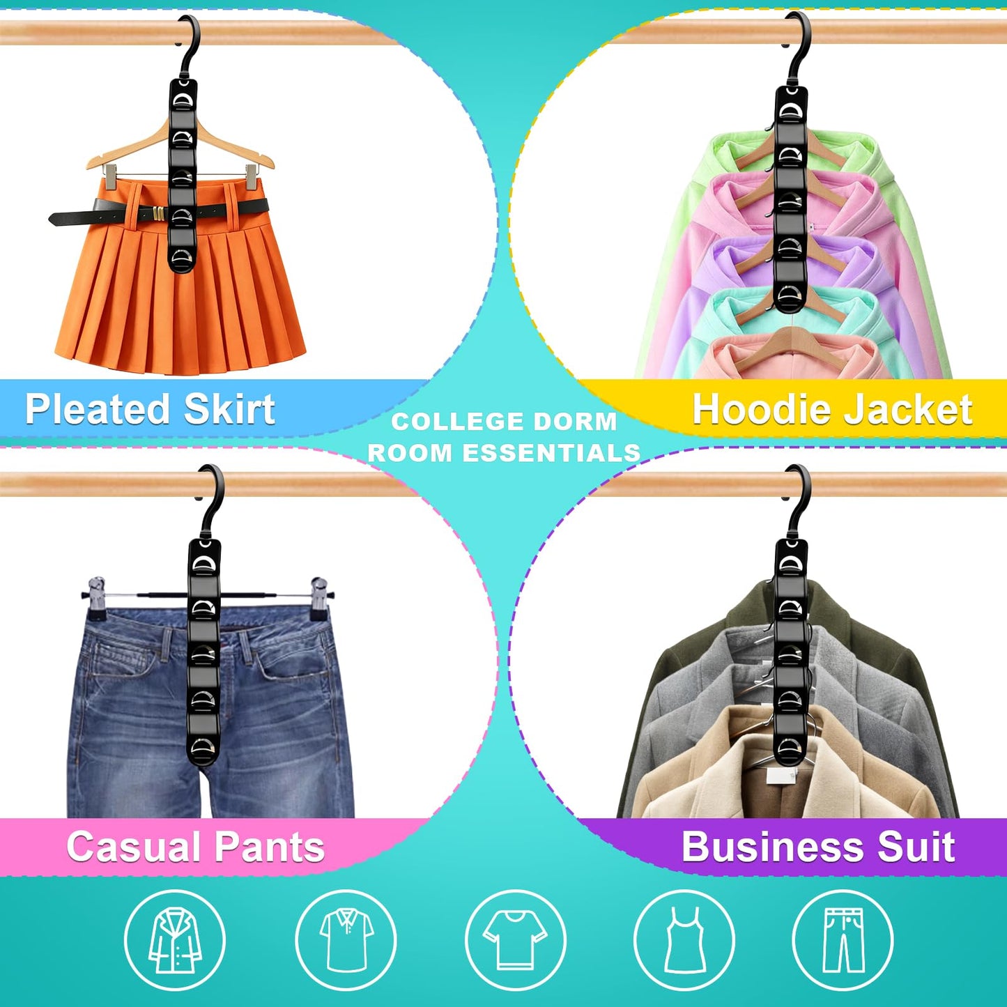 Closet Organizers and Storage,Upgraded Organization and Storage Clothes Hanger,12 Pack College Dorm Room Essentials,Sturdy Closet Organizer Home Essentials Space Saving Hangers for Thick Clothe