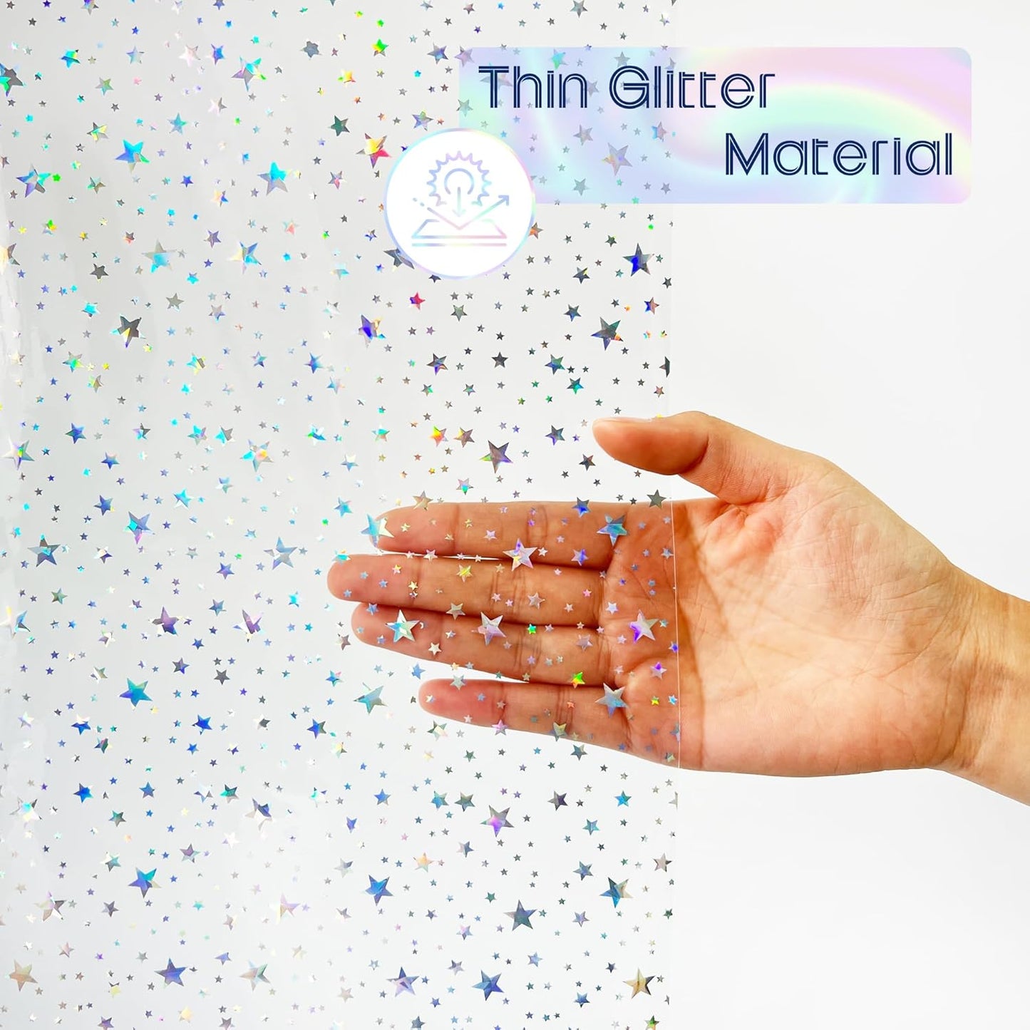 Riyidecor Clear Shower Curtain Liner - Holographic Iridescent Design | 72" x 72" Waterproof with Hooks