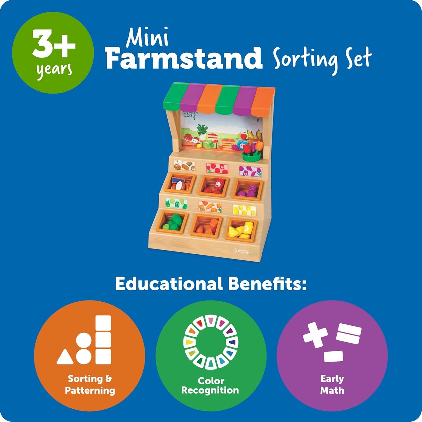 Learning Resources Mini Farmstand Sorting Set - Play Food for Kids | Montessori Toddler Activities