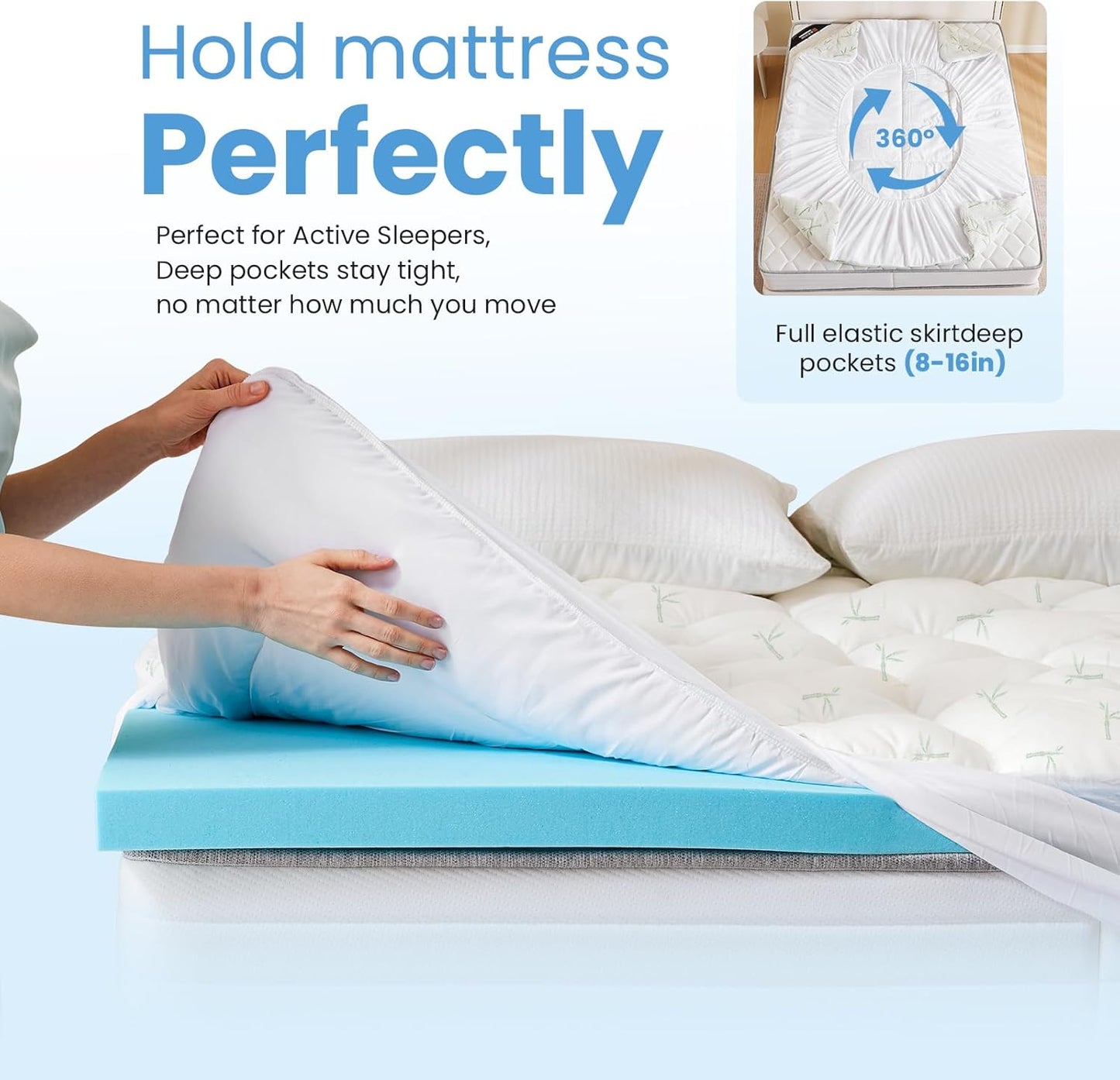 Sweetcrispy Memory Foam Mattress Topper - 2 Inch Gel Plus 1 Inch Pillowtop | Cooling Pressure Relief