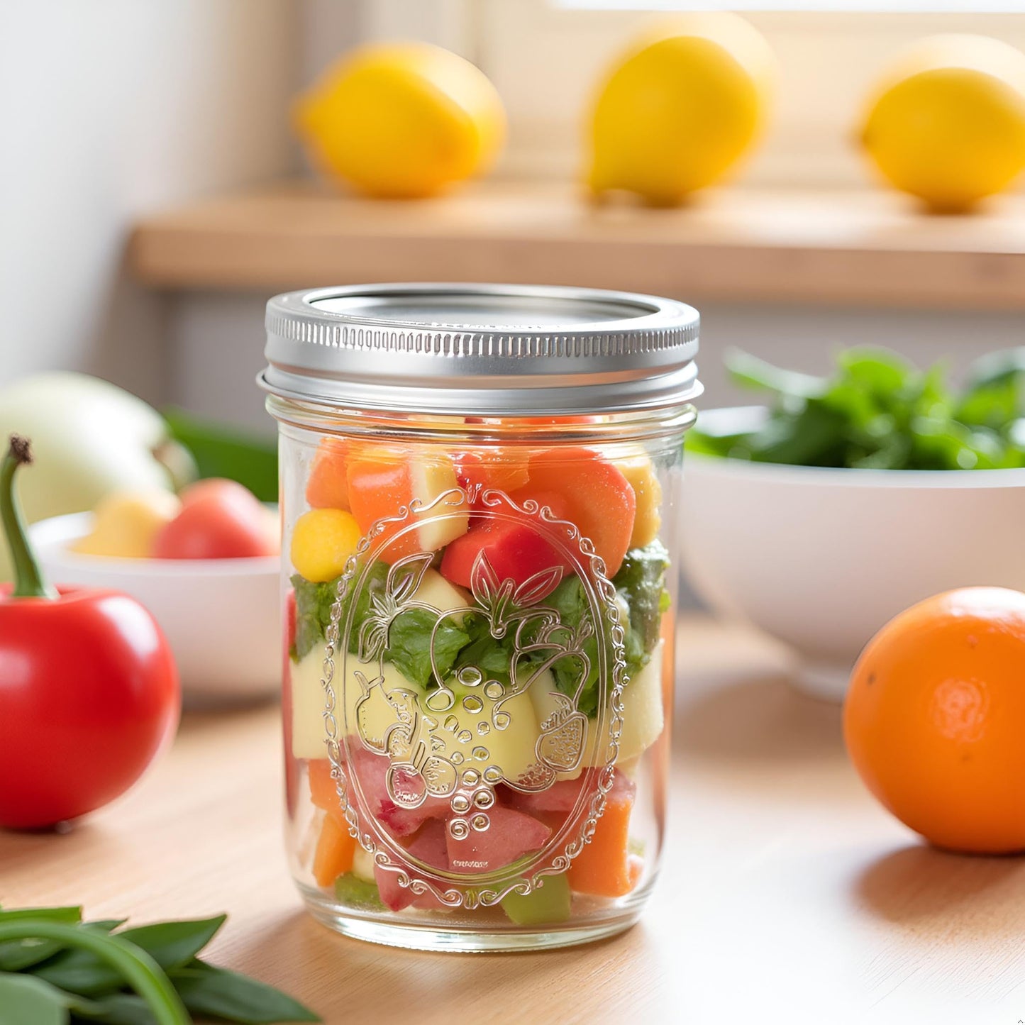 Lonriva 12 Pcs 16oz Wide Mouth Mason Jars, Glass Jars with Silver Metal Lids, Canning Jars for Overnight Oats, Food Storage, Dry Food, Snacks, Candies and More