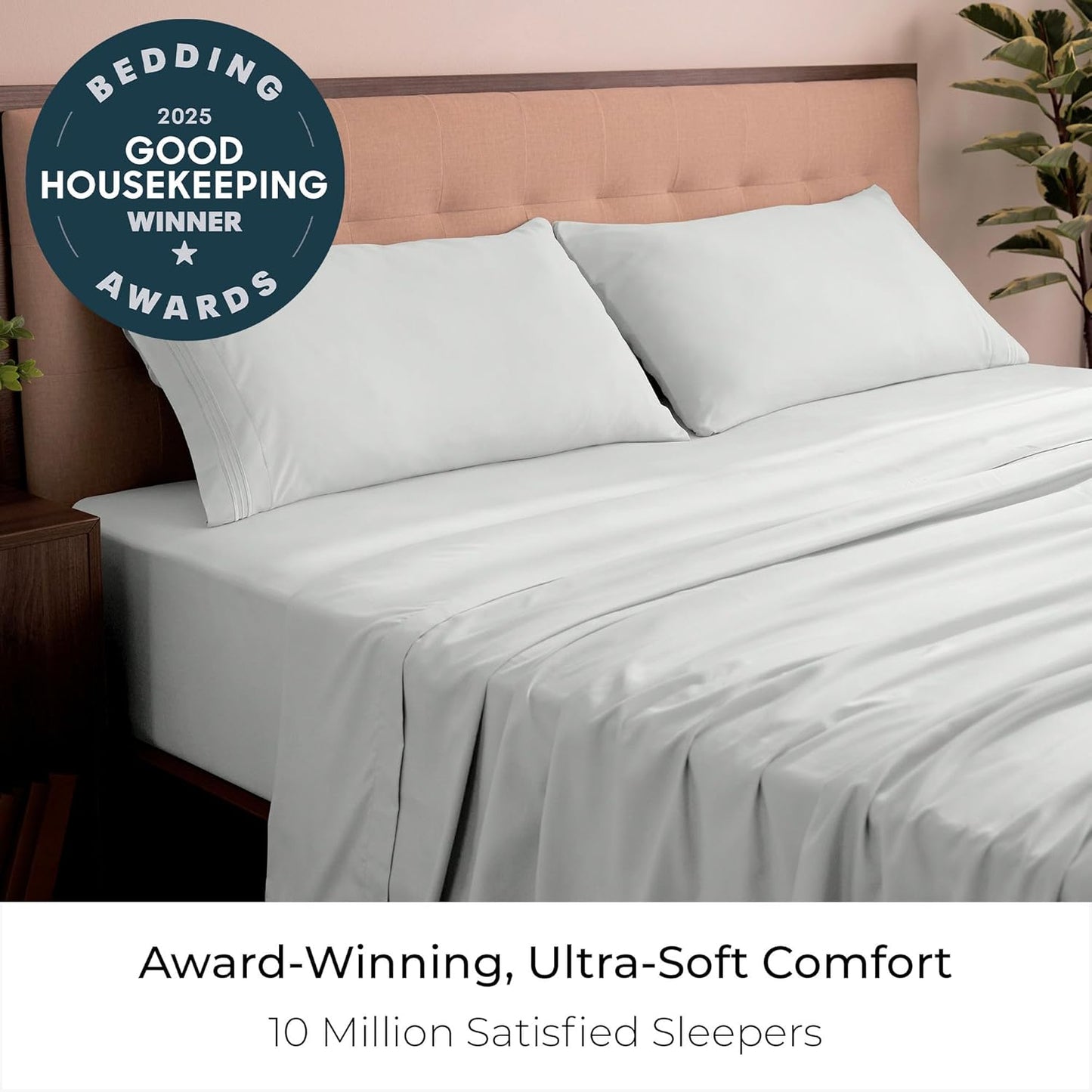Mellanni King Sheets Set - 4 PC Hotel Luxury Bedding | Extra Soft, Cooling, Wrinkle-Resistant (Ivory)