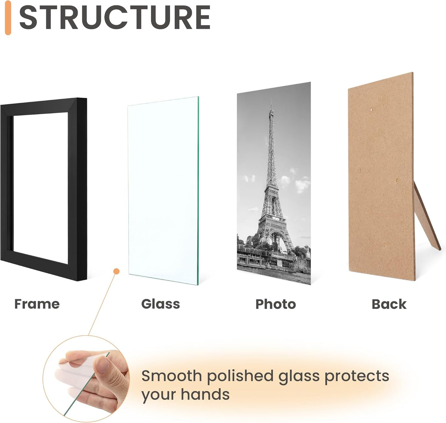 Upsimples Certificate Frame - High Definition Glass Diploma Frames | 8.5x11 Inches | Black 5-Pack
