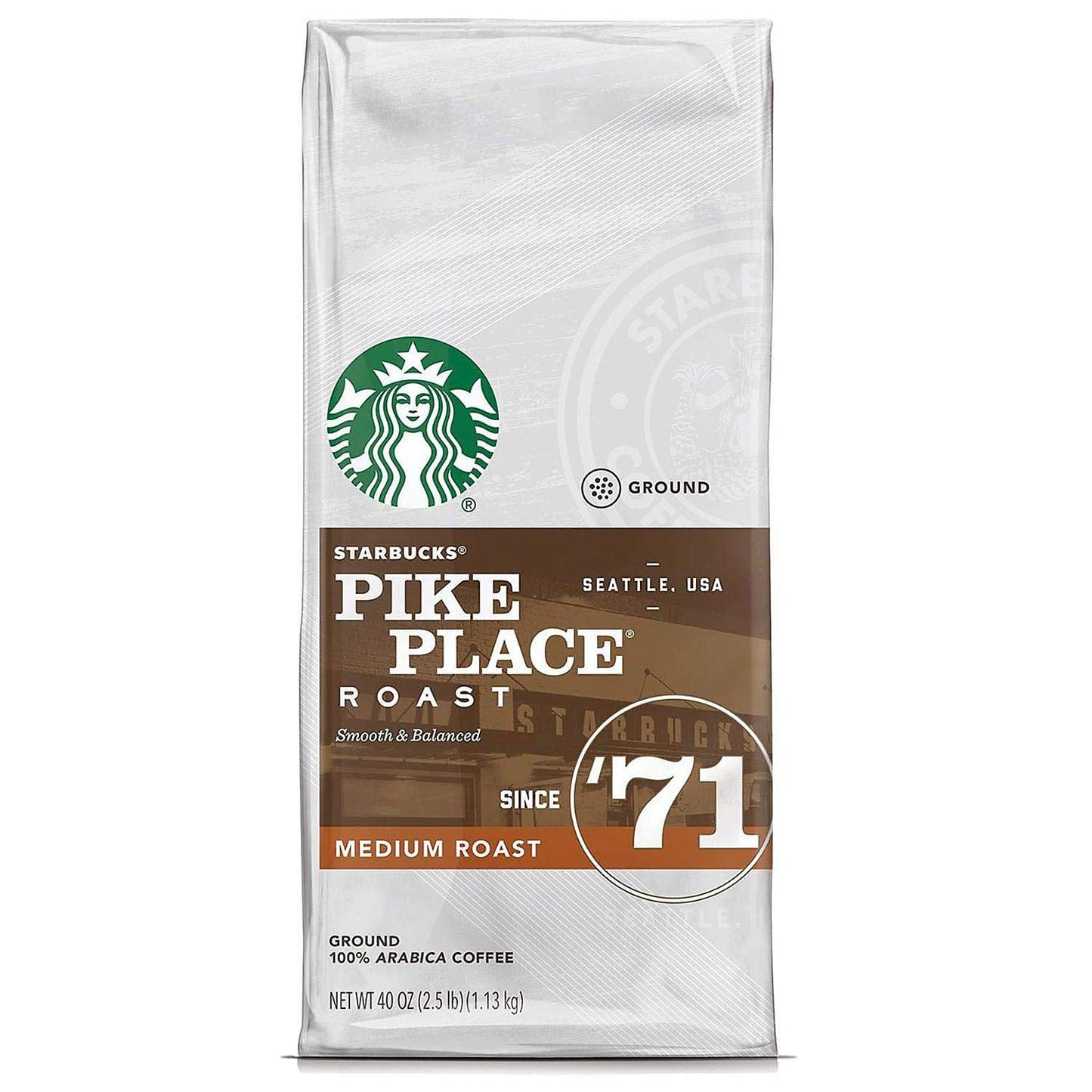 Starbucks Pike Place Medium Roast Ground Coffee - Rich Flavor | 40 oz. Bag