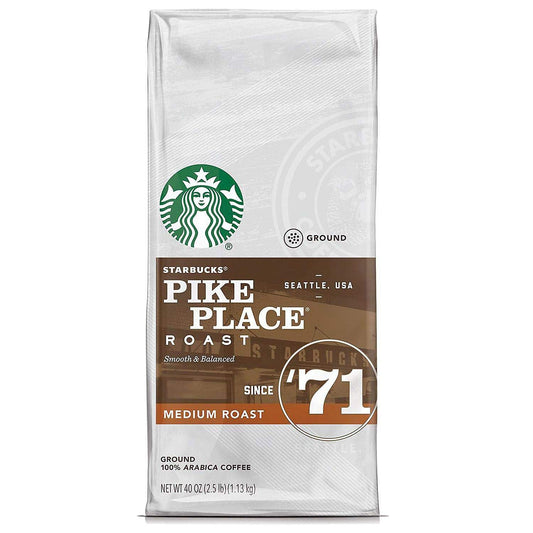 Starbucks Pike Place Medium Roast Ground Coffee - Rich Flavor | 40 oz. Bag