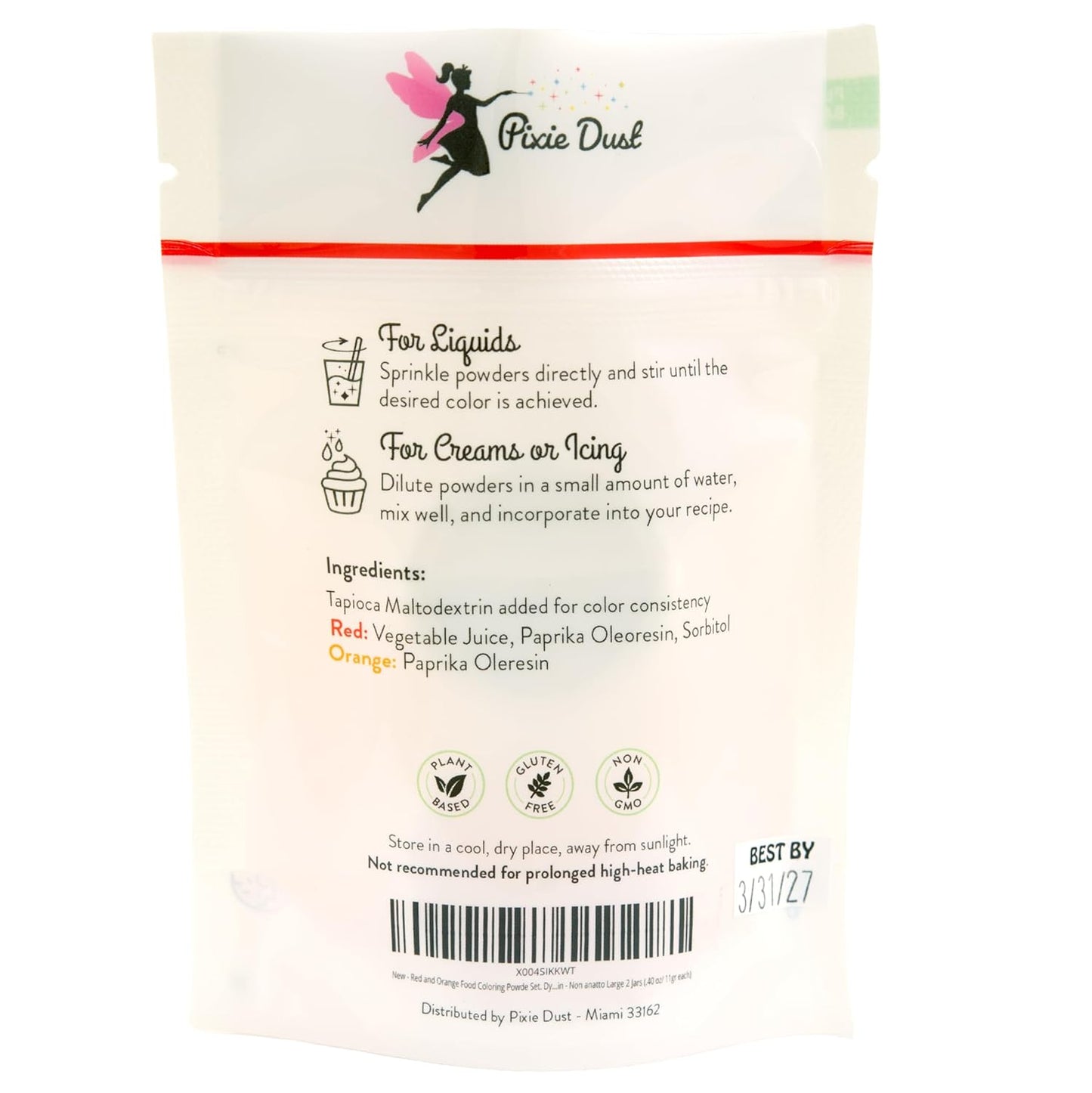 Pixie Dust Dye-Free Food Coloring Powders Set - All-Natural, Plant-Based | 2 Jars (0.40 oz Each)