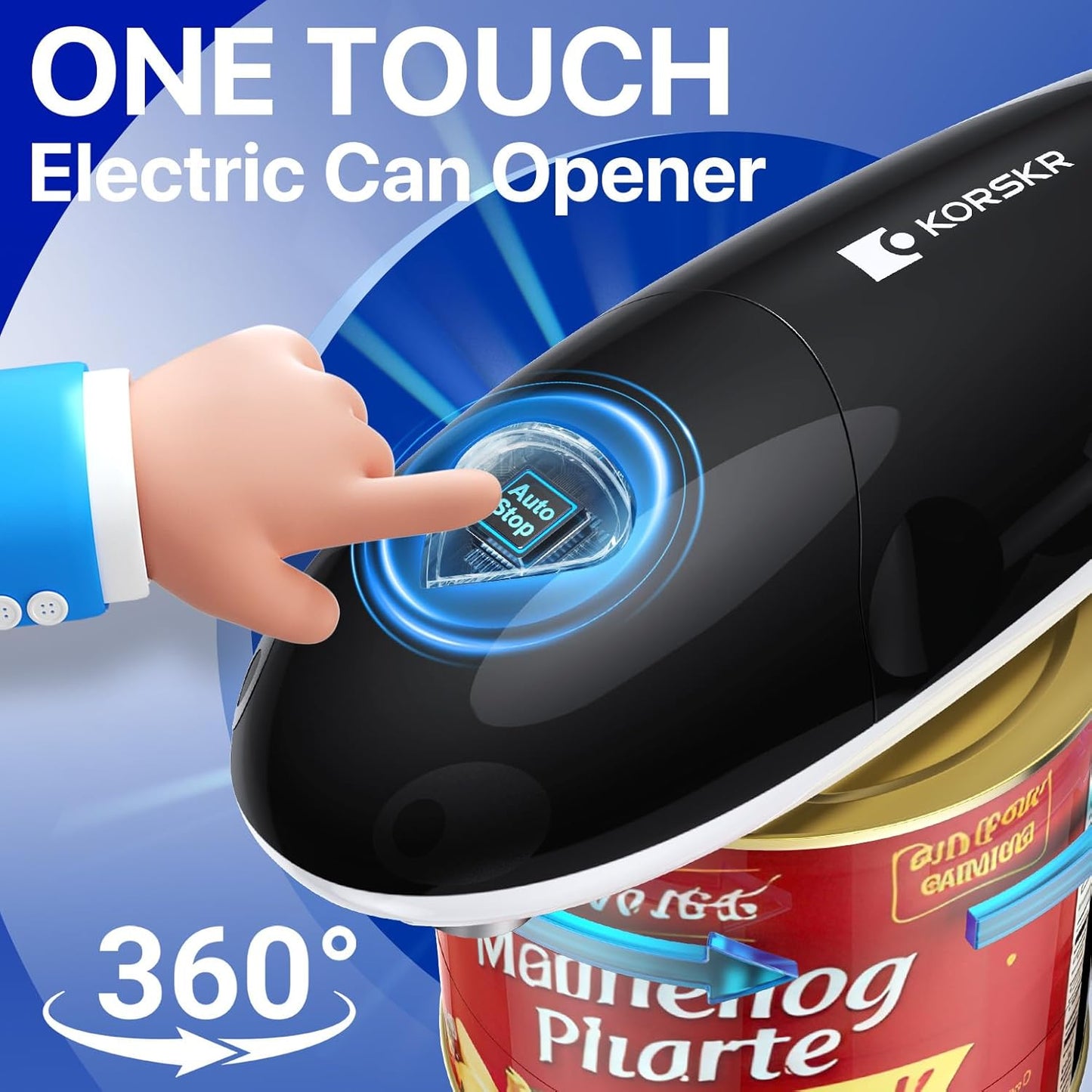 Skiennix Electric Can Opener - Hands-Free, Smooth Edge Design for All Can Sizes | Ideal Kitchen Gadget for Seniors