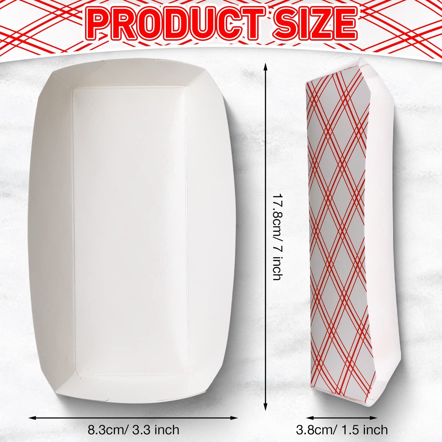 200 Pcs 2LB Checkered Paper Hot Dog Trays, 7 Inch Christmas Disposable Red and White Food Trays Food Hot Dog Holder Serving Paper Boats for Birthday Festivals Party Decorations Supplies Popcorn
