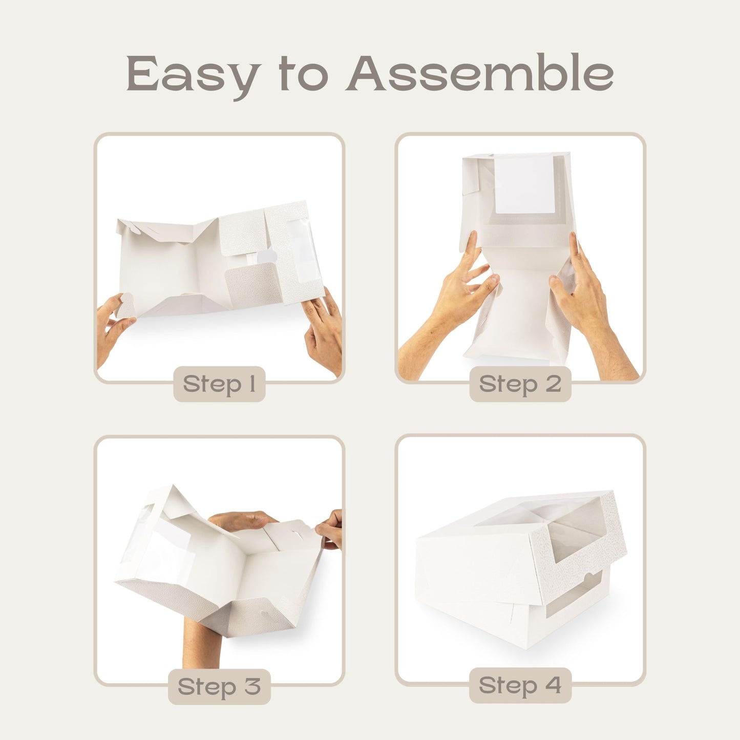 Boxes Craftory Pack of 10 Bakery Boxes with Window (11.81" x 8.66" x 3.14") - Ideal for Cookie with Window, Pastry and Small Charcuterie, White Leather