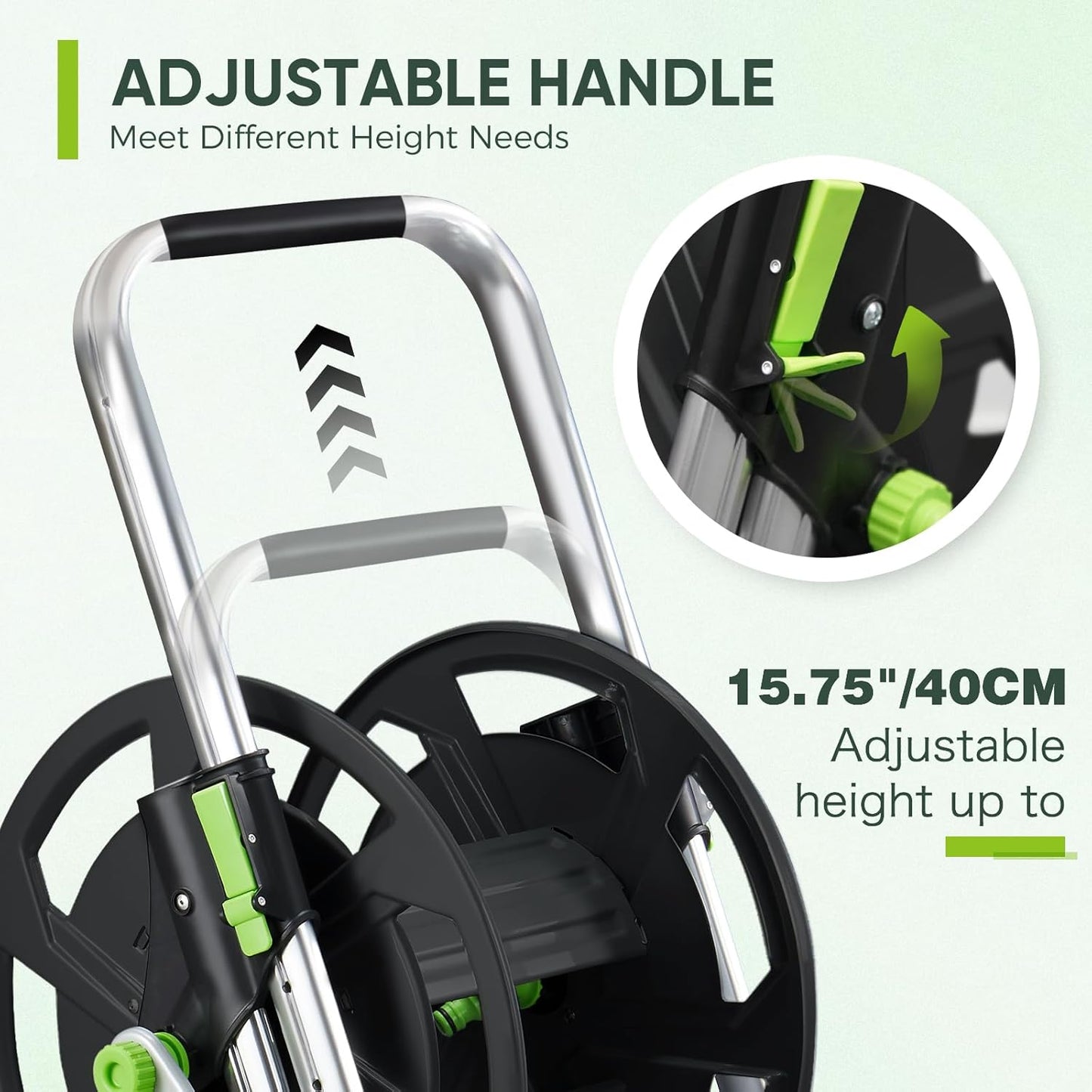 Skiennix Garden Hose Reel Cart - Portable Design with Wheels | Holds 75-150 Feet of 5/8-Inch Hose