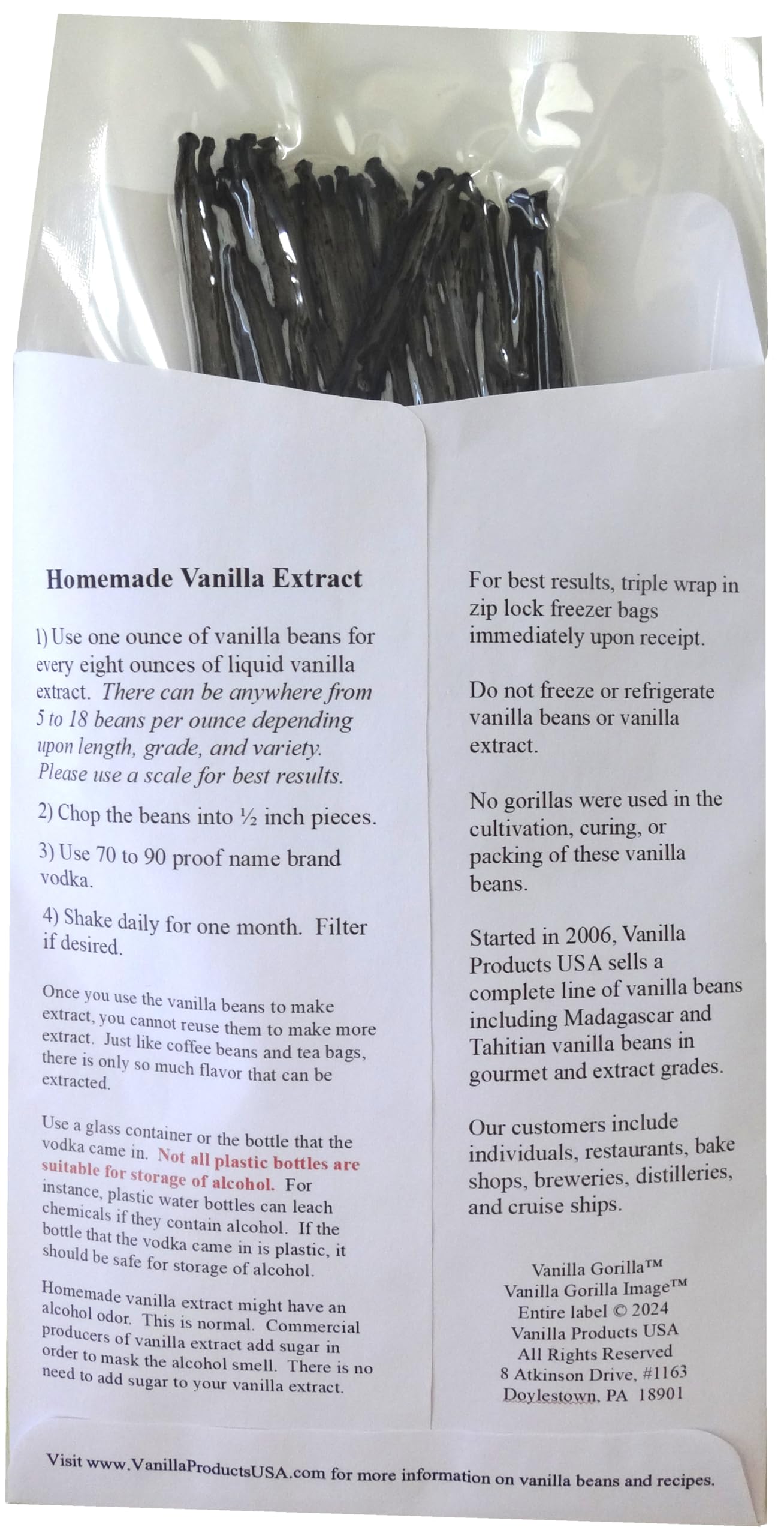 25 Whole Grade A Prime Gourmet Bourbon Madagascar Vanilla Beans 5~6" by Vanilla Products USA